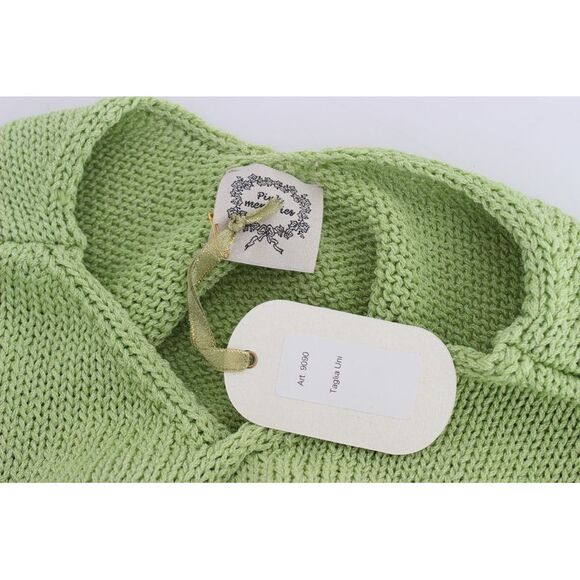 PINK MEMORIES Lime Green Knit Short Sleeve VNeck Top Women Green Sweaters - Picture 6 of 6